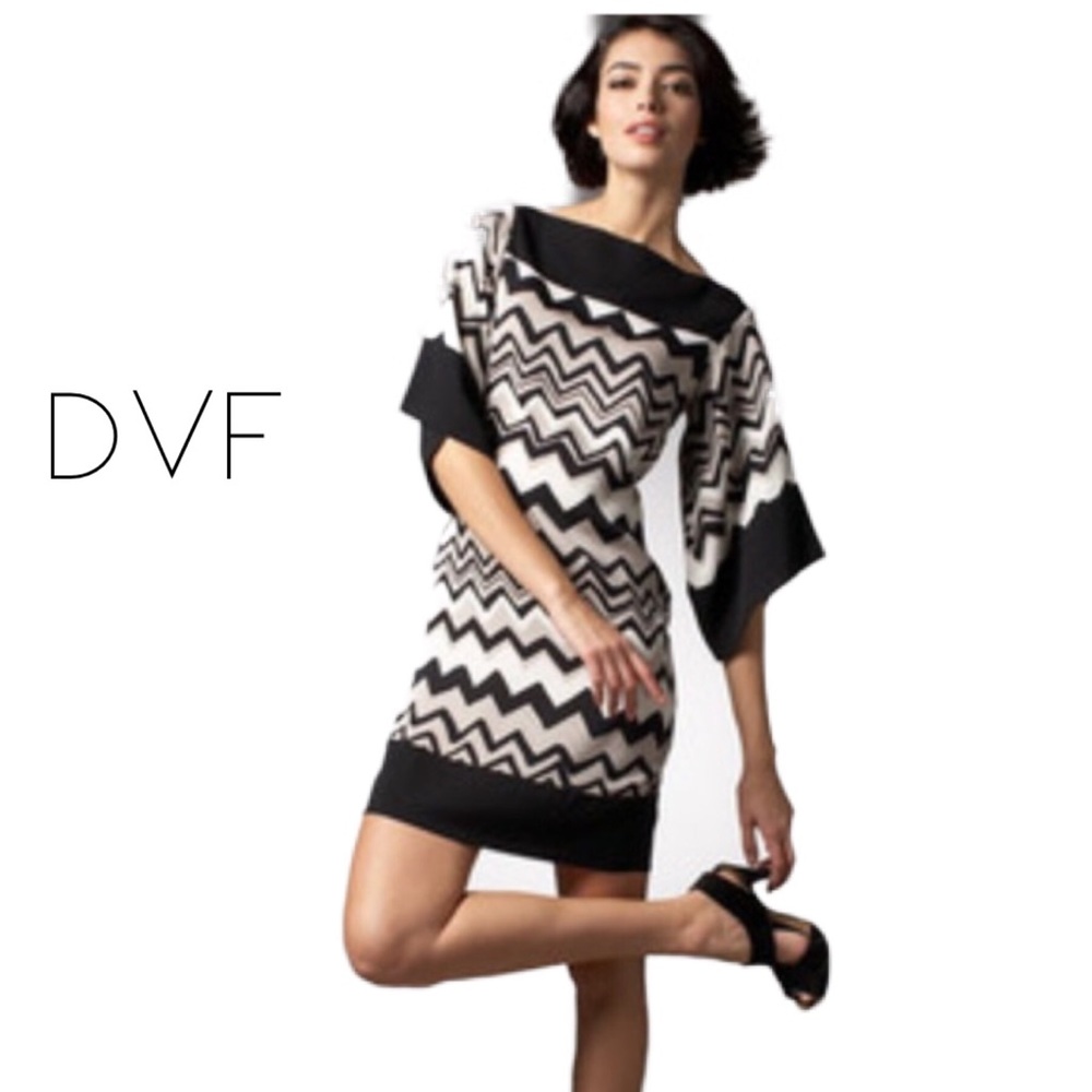 Diane Von Furstenberg Ayana Chevron Silk Dress DVF